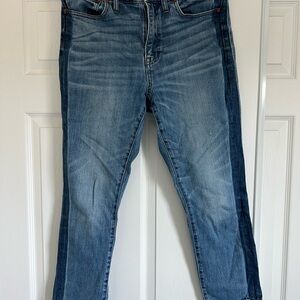 Madewell tuxedo striped boyfriend fit Blue Denim Jeans